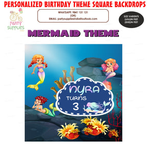 Mermaid Theme Customized Square Backdrop
