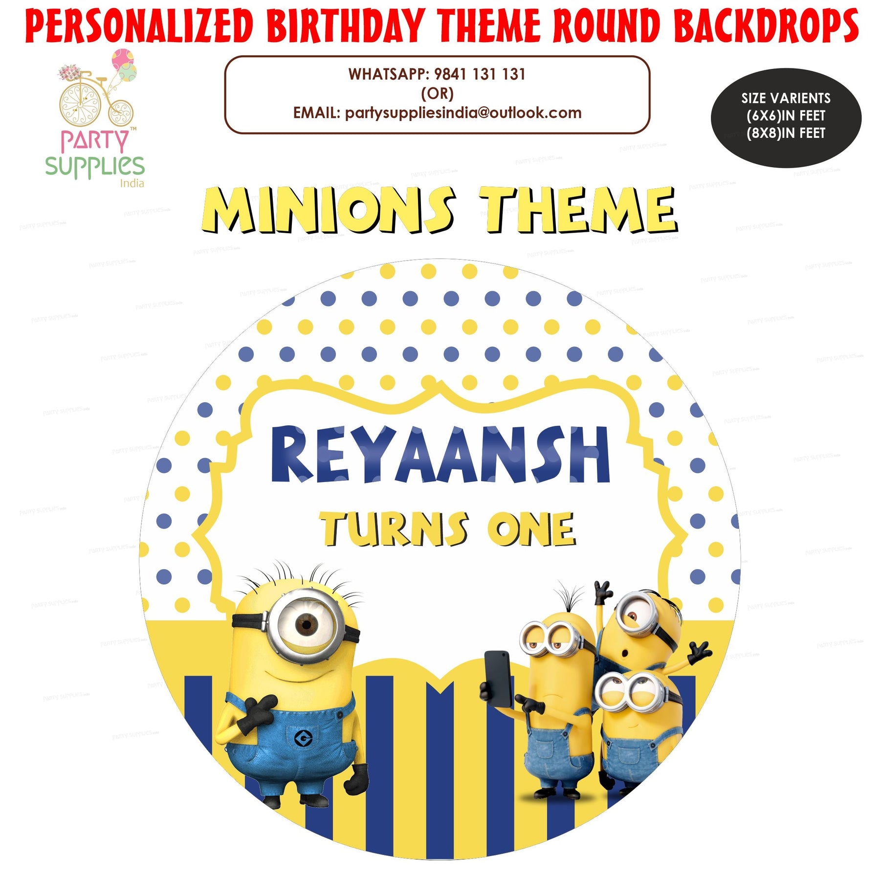 Minion Theme Customized Round Backdrop