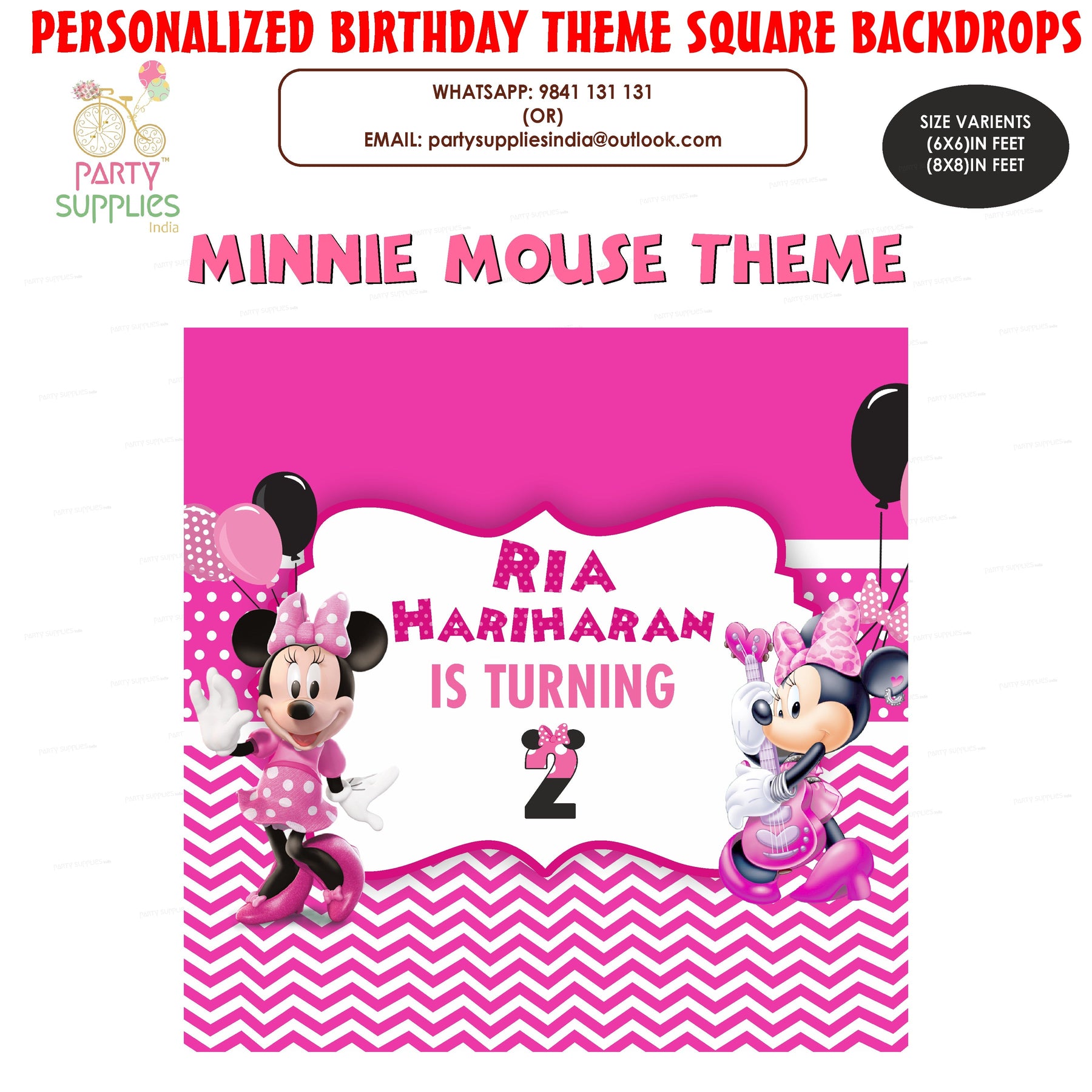 Minnie Mouse Theme Square Backdrop