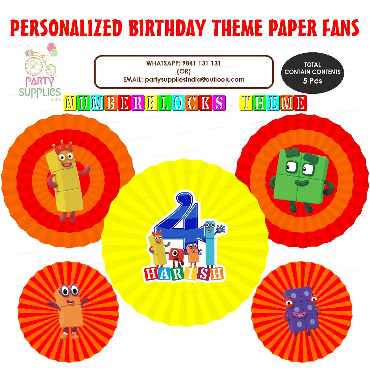 PSI Number Blocks Theme Paper Fan