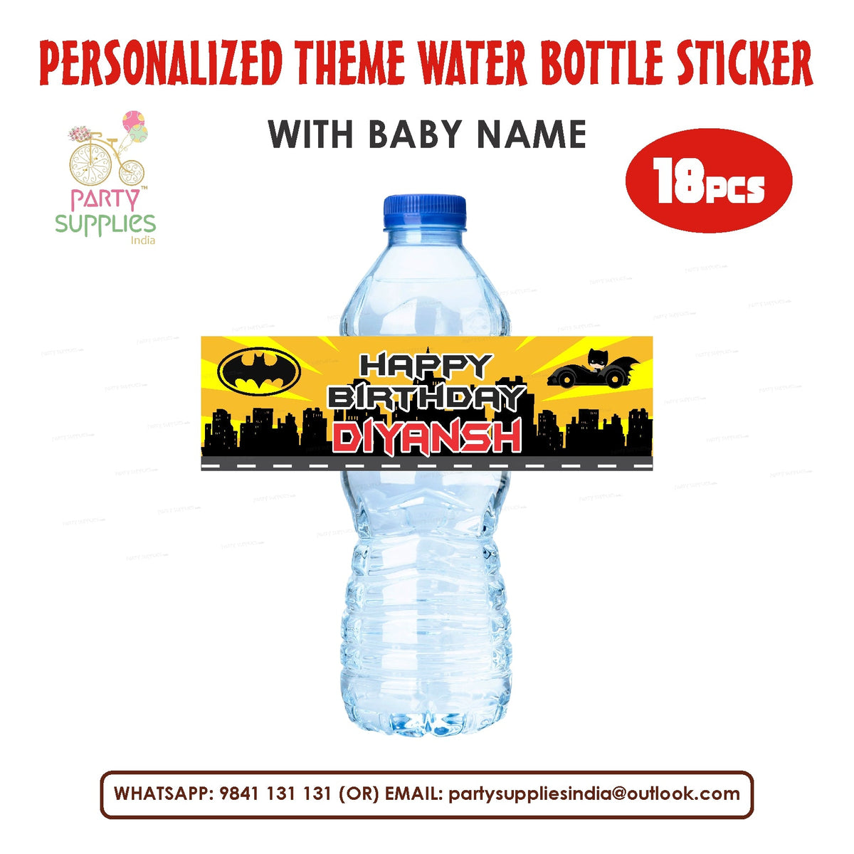 PSI Batman Theme Water Bottle Sticker