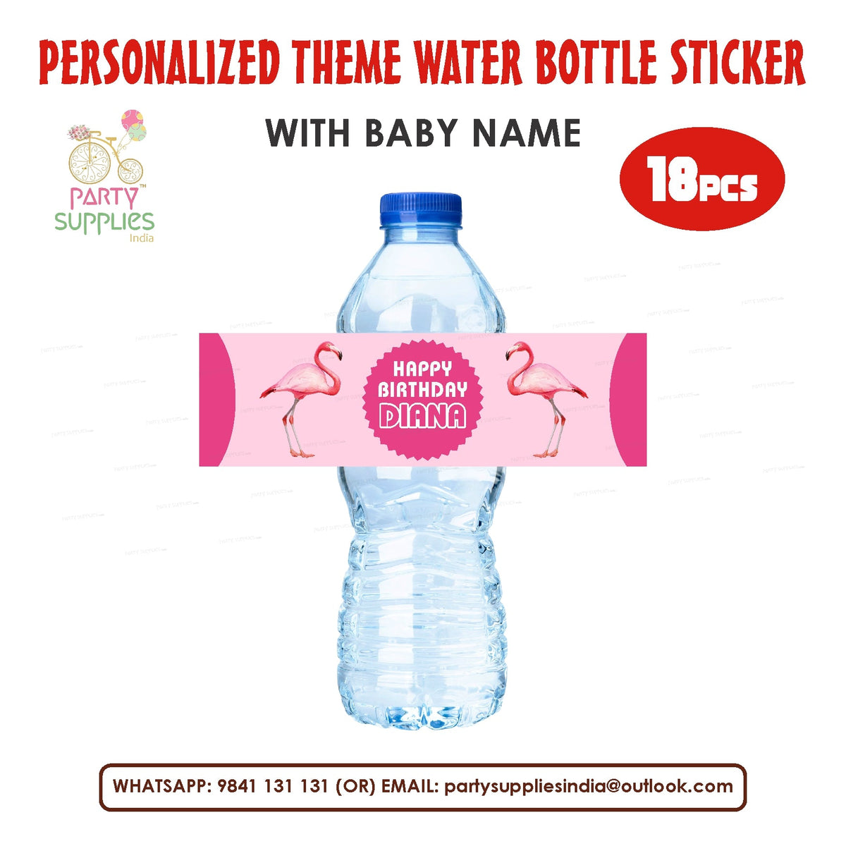 PSI Flamingo Theme Water Bottle Sticker