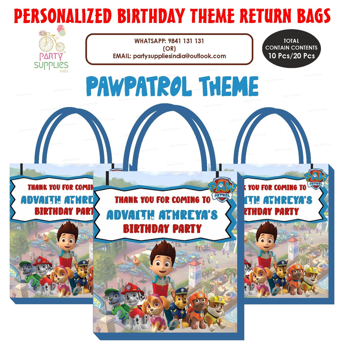 PSI Paw Patrol Theme Return Gift Bag