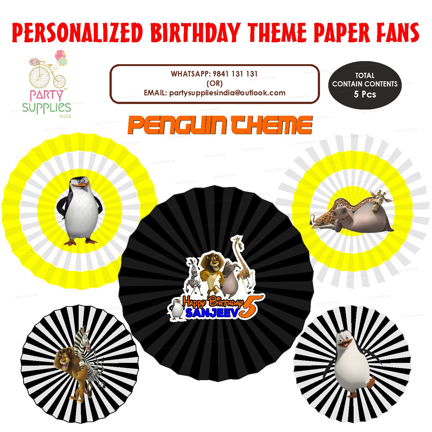 PSI Penguin Theme Paper Fan