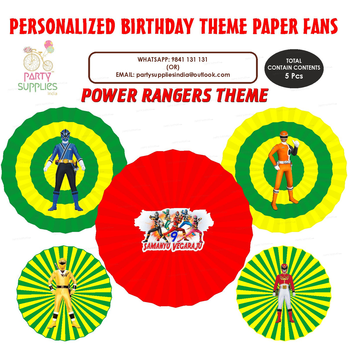 PSI Power Rangers Theme Paper Fan