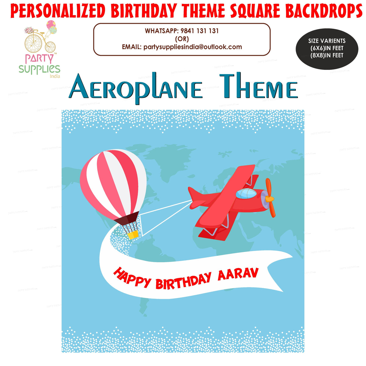 PSI Aeroplane Theme Customized Square Backdrop