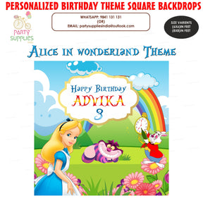 PSI Alice in Wonderland Personalized Square Backdrop