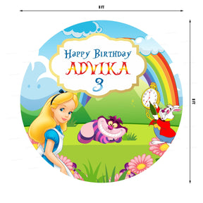 PSI Alice in Wonderland Personalized Round Backdrop