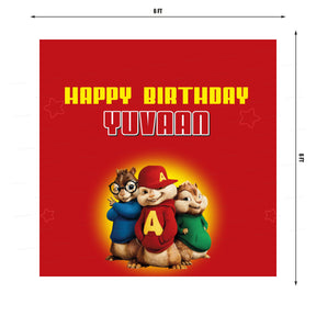 PSI Alvin and Chipmunks Theme Personalized Square Backdrop
