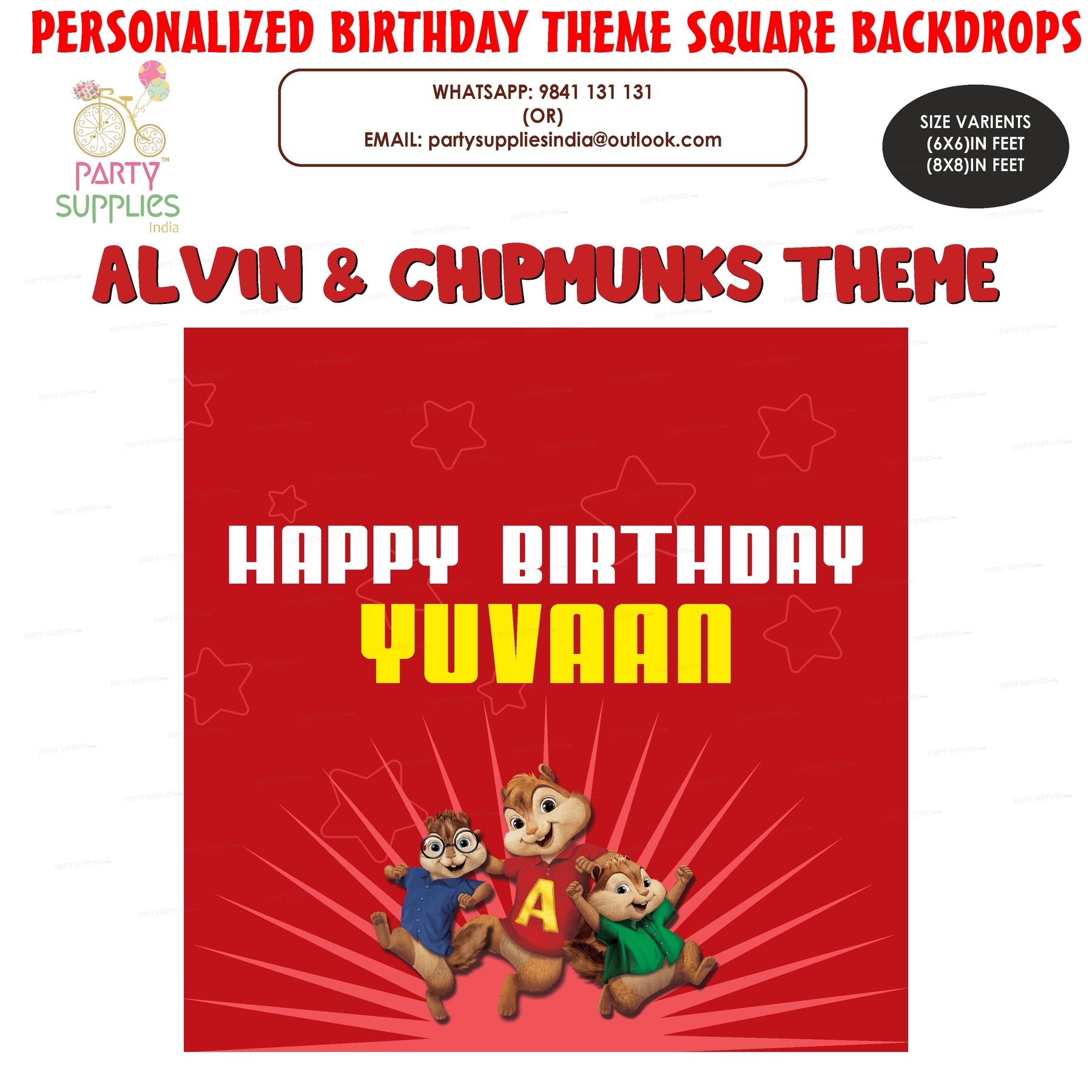 PSI Alvin and Chipmunks Theme Premium Square Backdrop