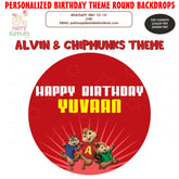 PSI Alvin and Chipmunks Theme Premium Round Backdrop