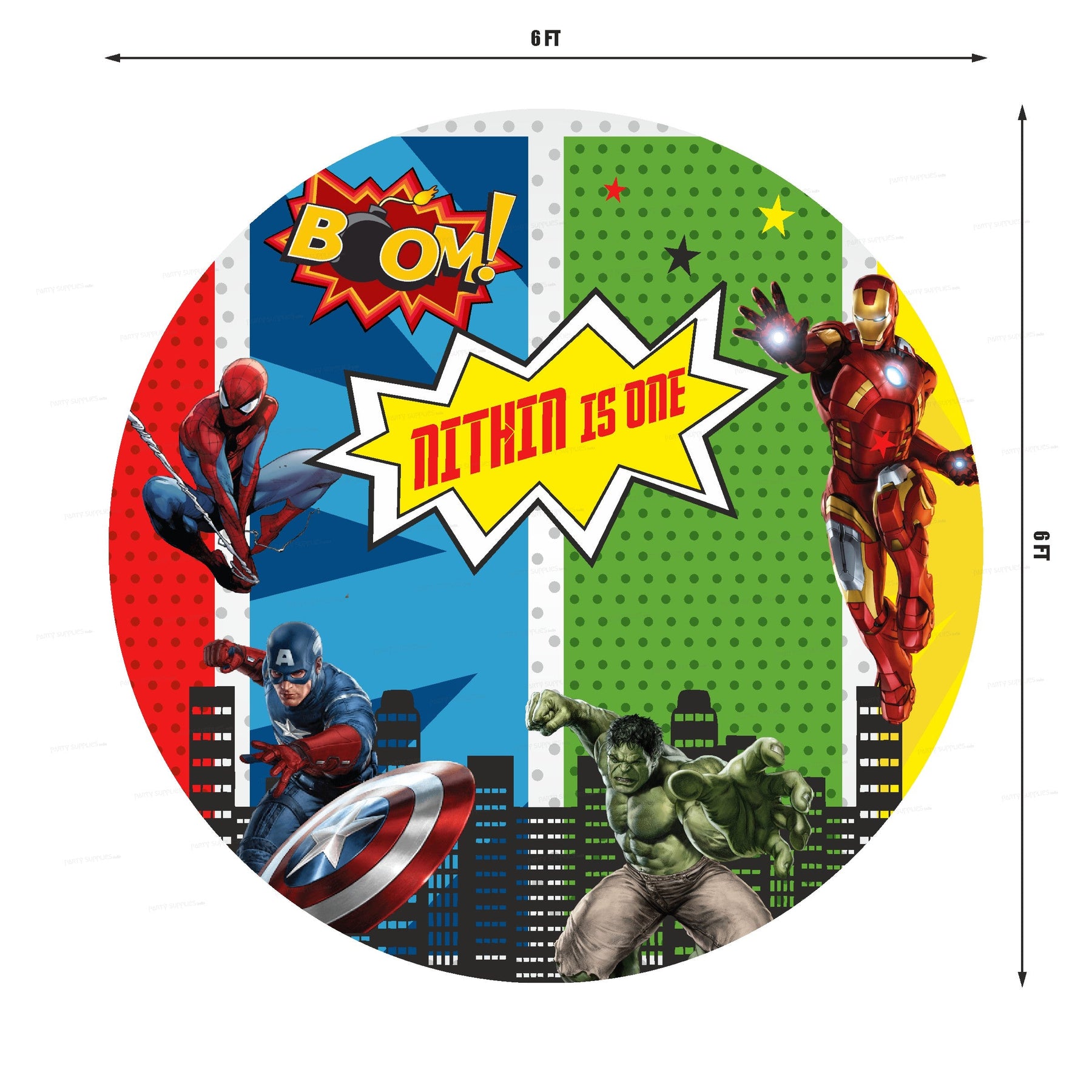 PSI Avengers Theme Round Backdrop
