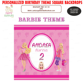 PSI Barbie Theme Personalized Square Backdrop