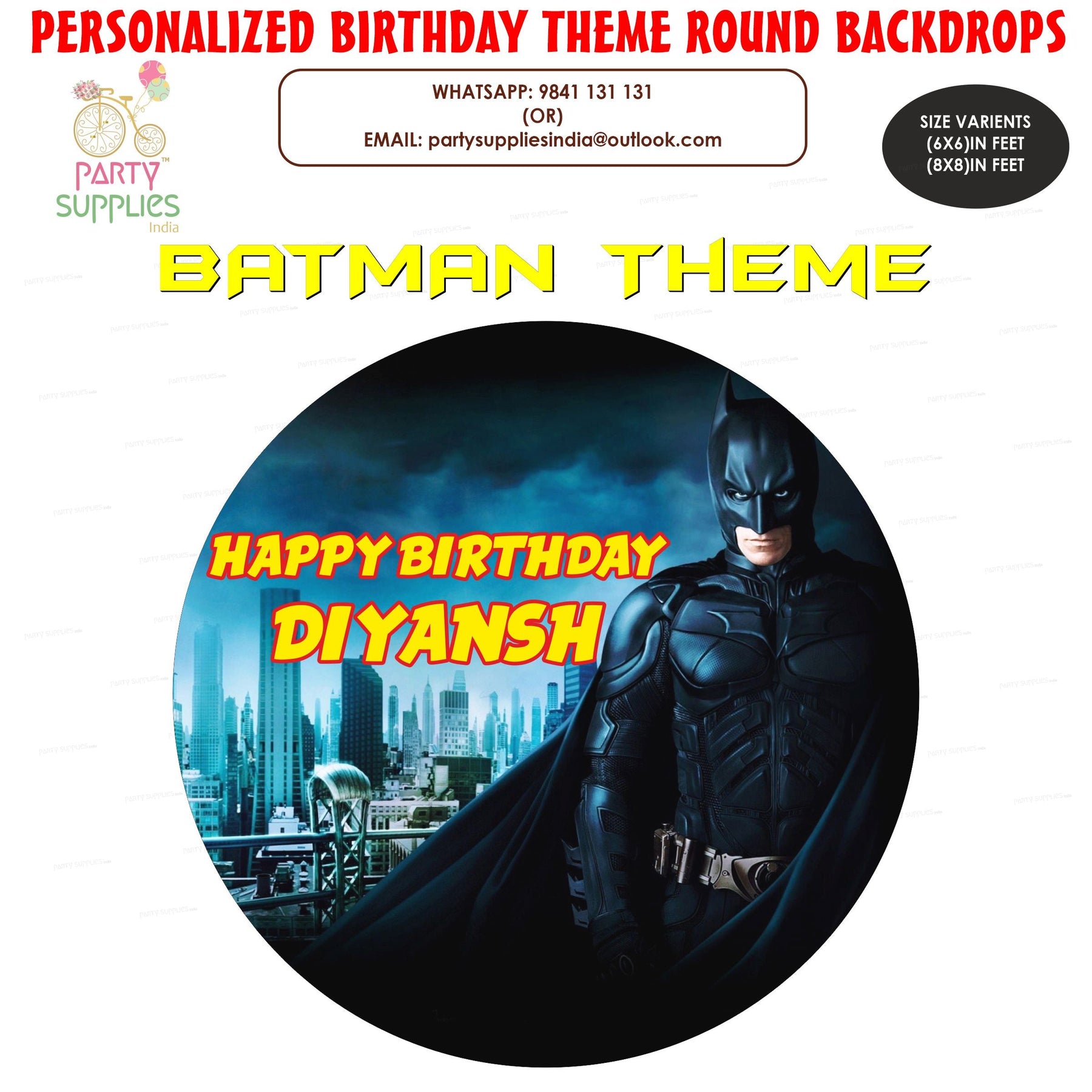 PSI Batman Theme Round Backdrop