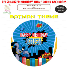 PSI Batman Theme Round Personalized Backdrop
