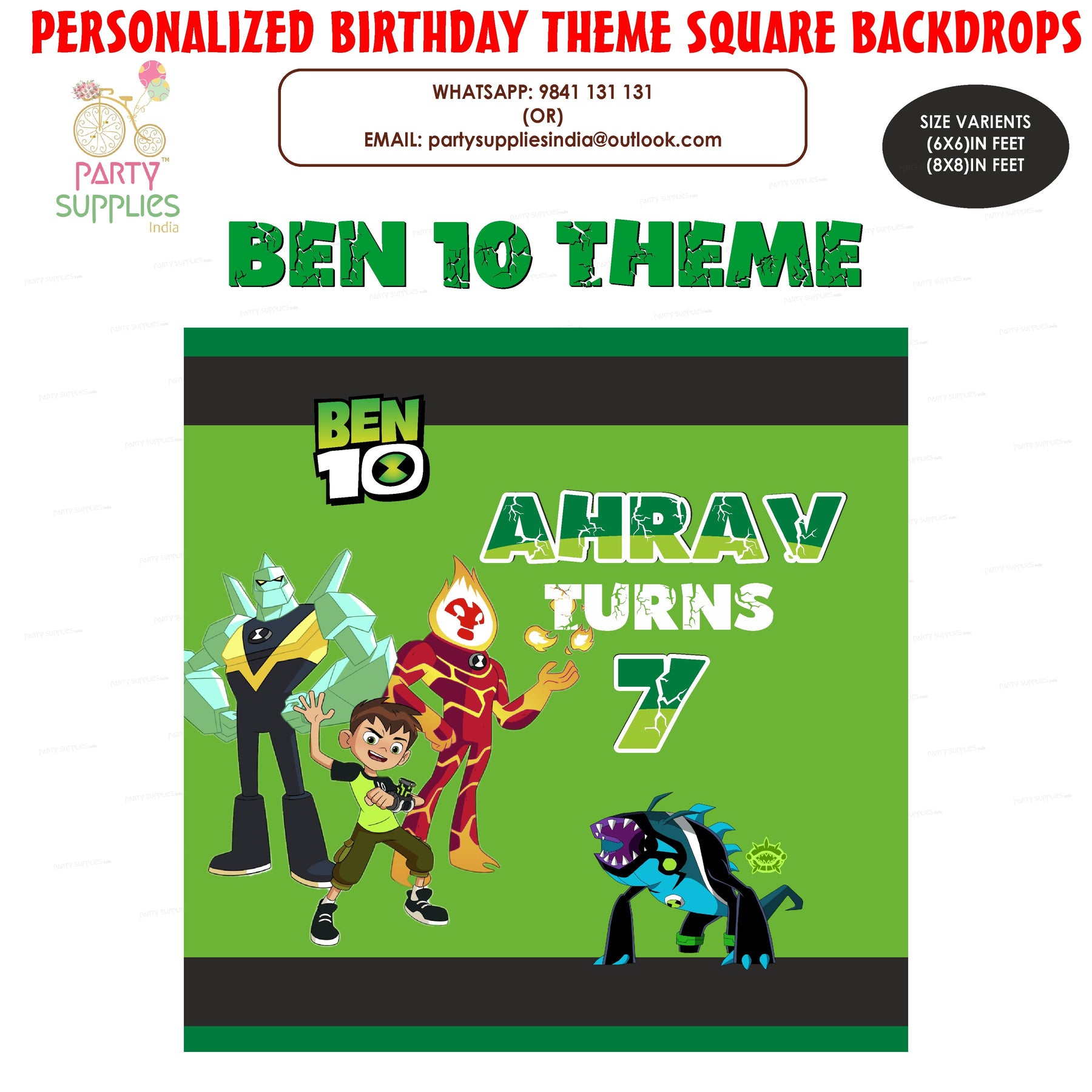 PSI Ben 10 Theme Classic Square Backdrop