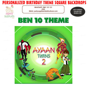 PSI Ben 10 Theme Personalized Square Backdrop