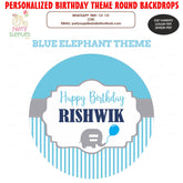 PSI Blue Elephant Theme Round Backdrop