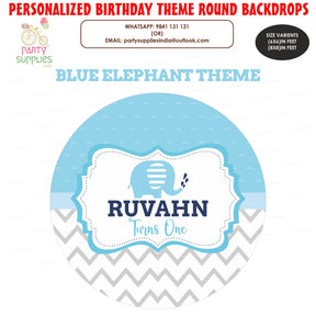PSI Blue Elephant Theme Customized Round Backdrop