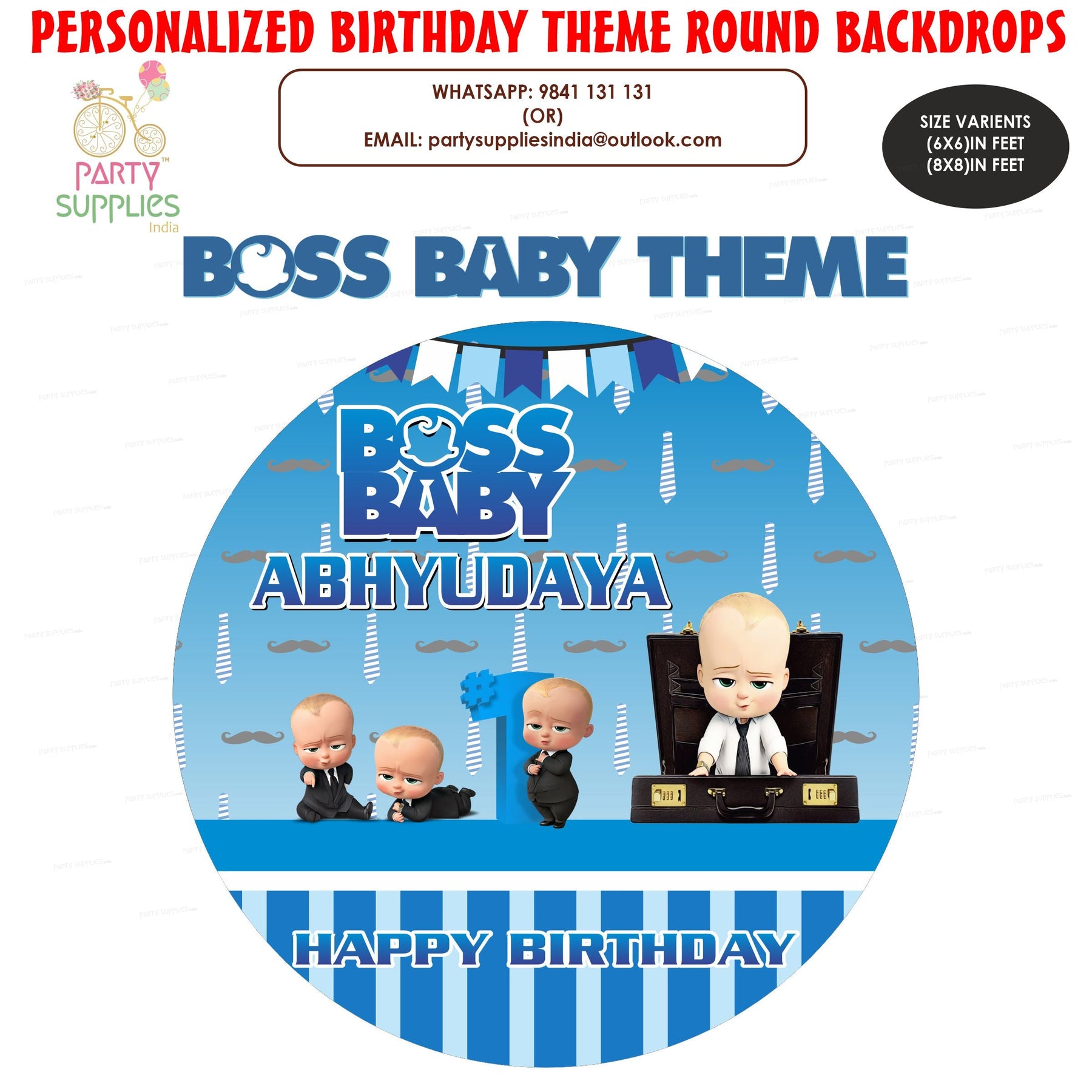 PSI Boss Baby Theme Round Backdrop