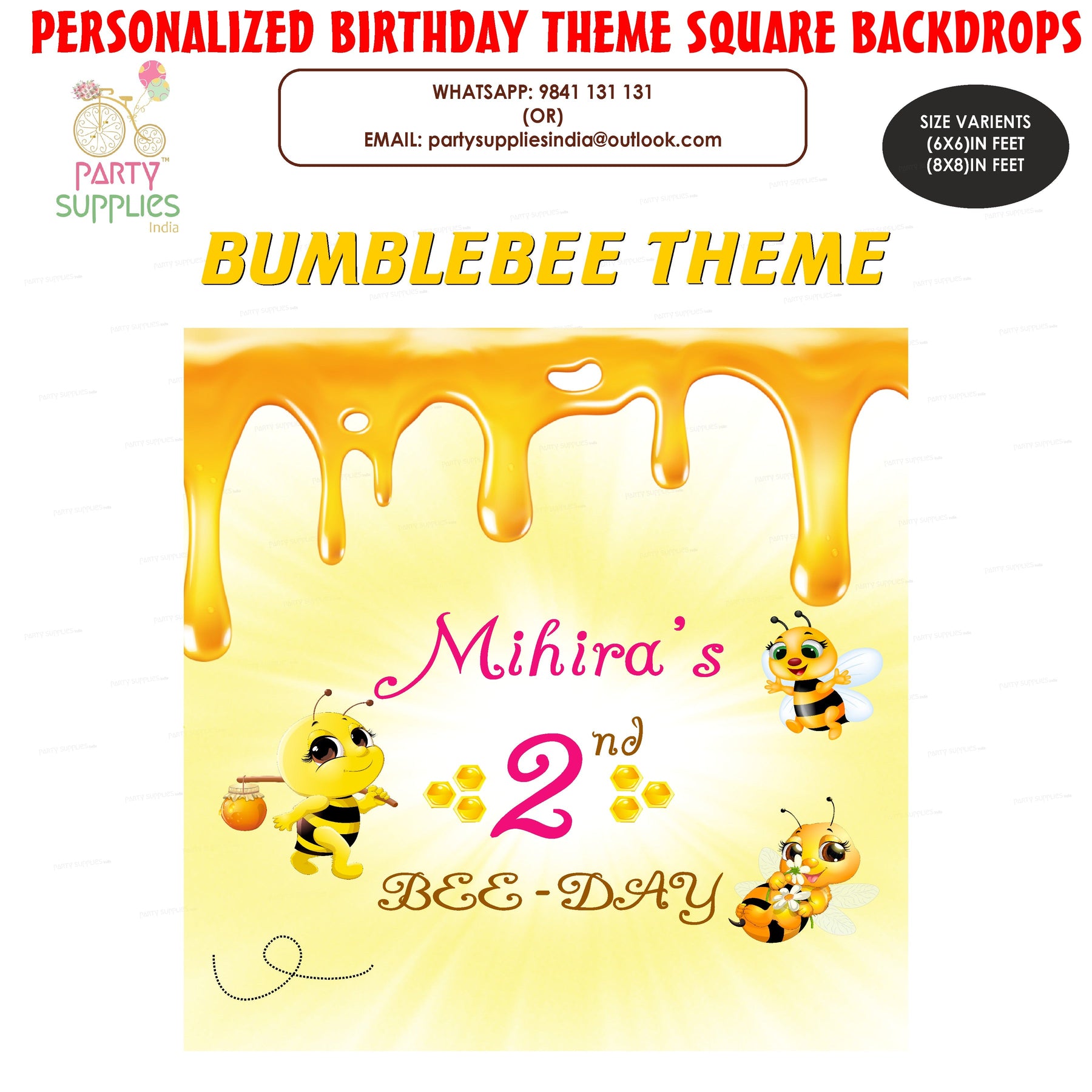 PSI Bumble Bee Theme Square Backdrop