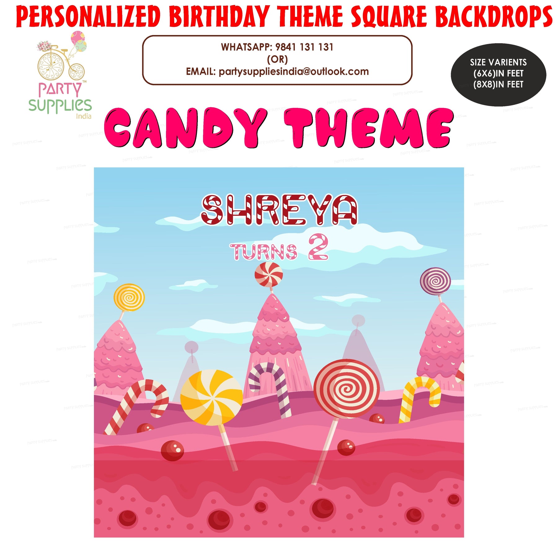 PSI Candy Hill Theme Square Backdrop