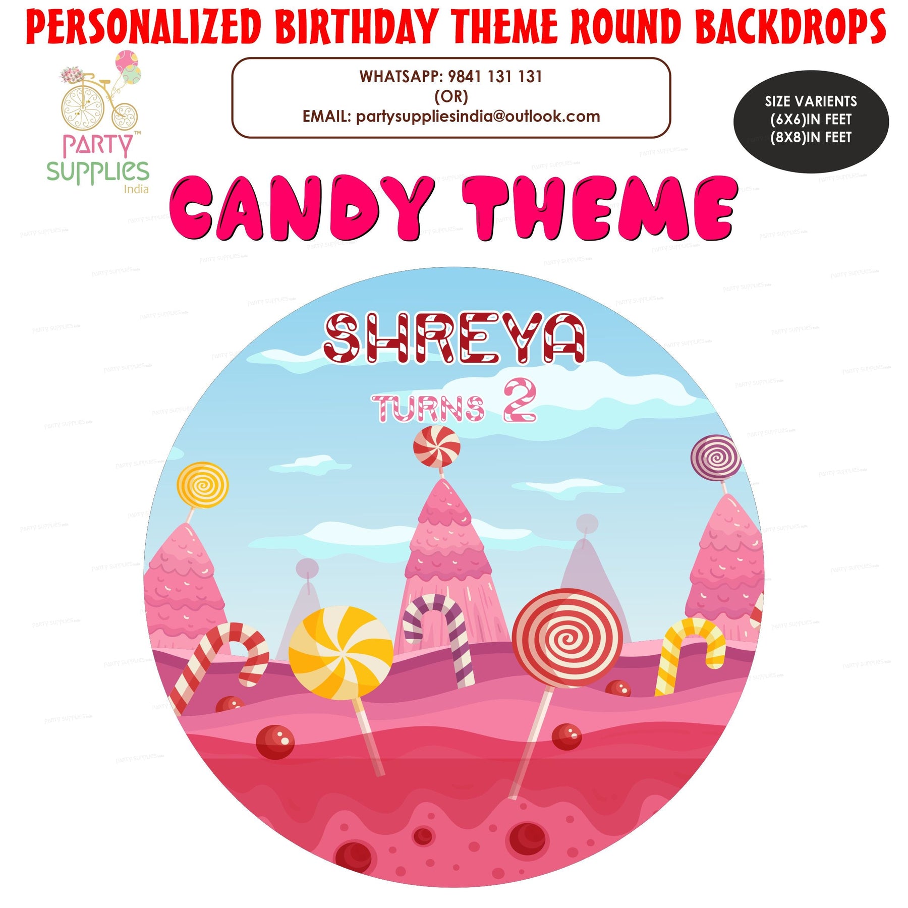 PSI Candy Hill Theme Round Backdrop