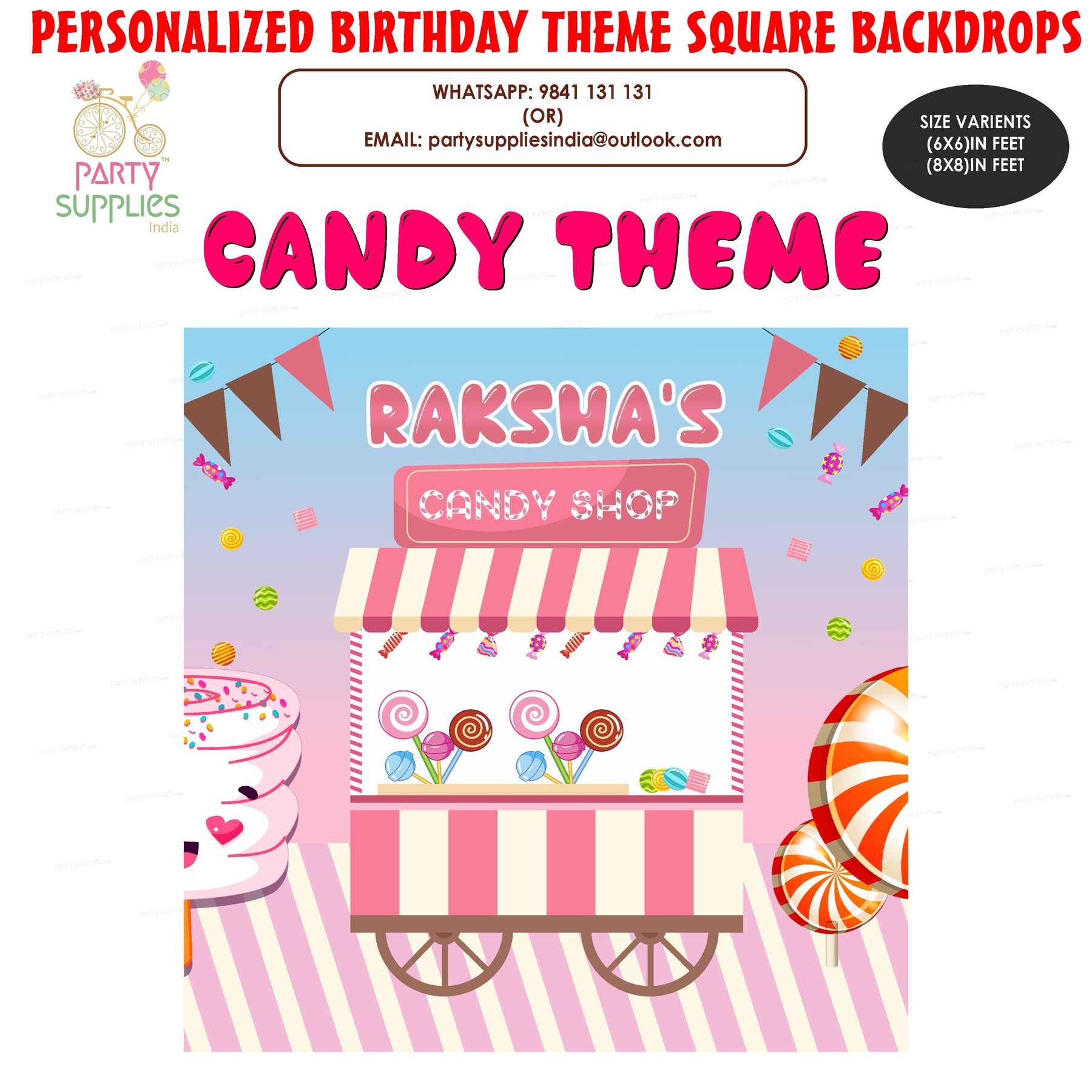 PSI Candy Shop Theme Square Backdrop