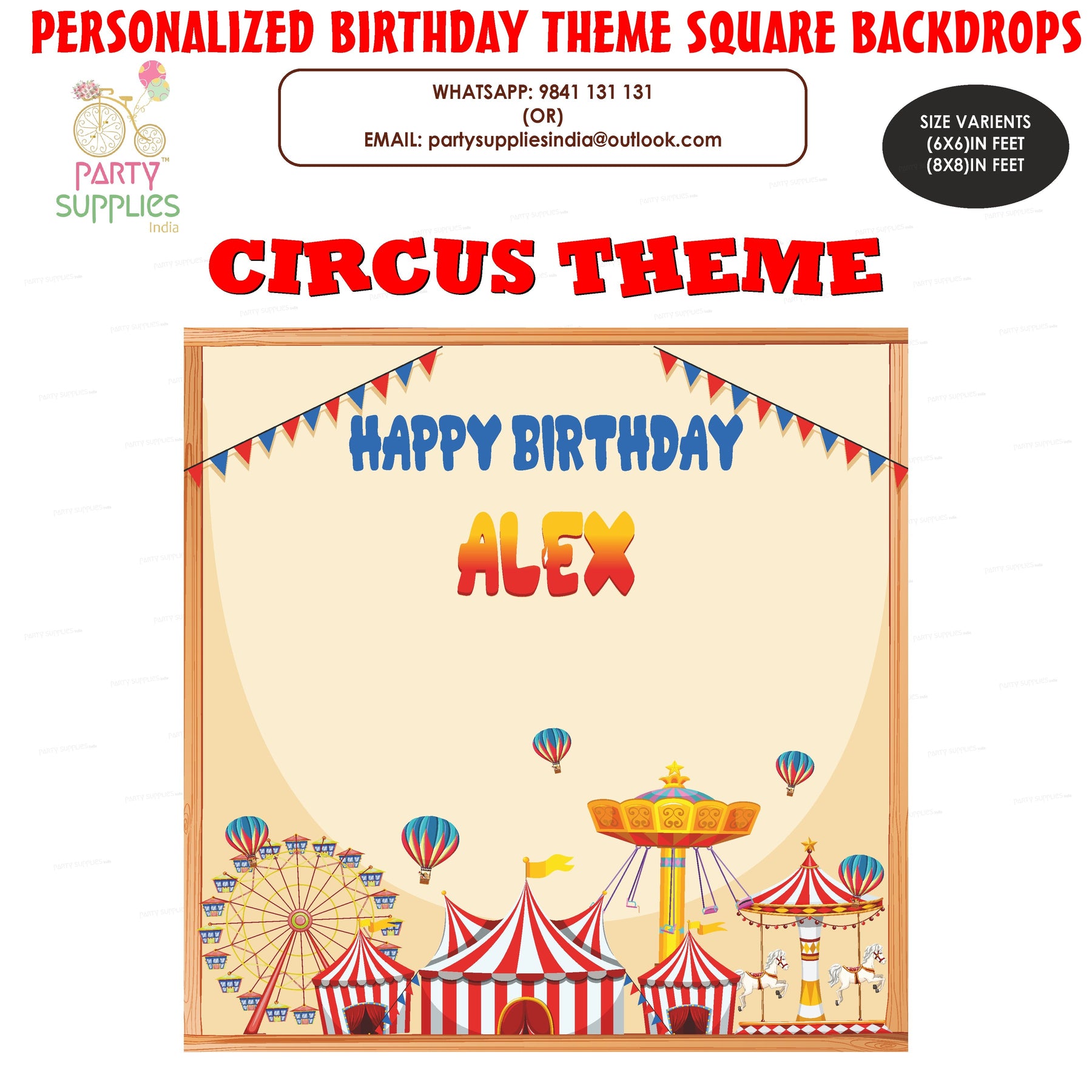PSI Circus Theme Square Backdrop