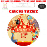 PSI Circus Theme Personalized Round Backdrop