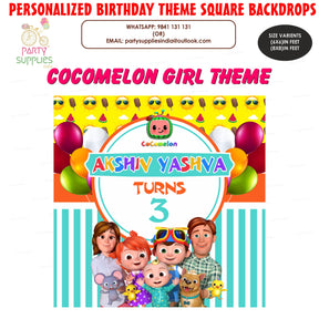 PSI Coco Melon Theme Girl Customized Square Backdrop