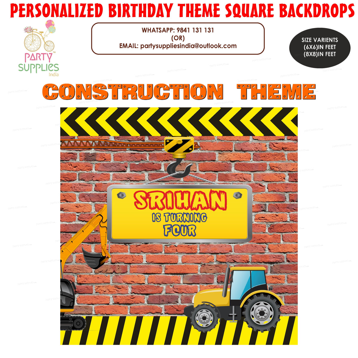 PSI Construction Theme Square Backdrop