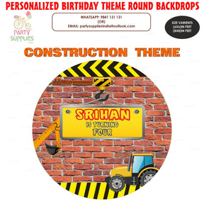 PSI Construction Theme Round Backdrop
