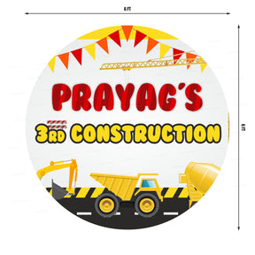 PSI Construction Theme Personalized Round Backdrop