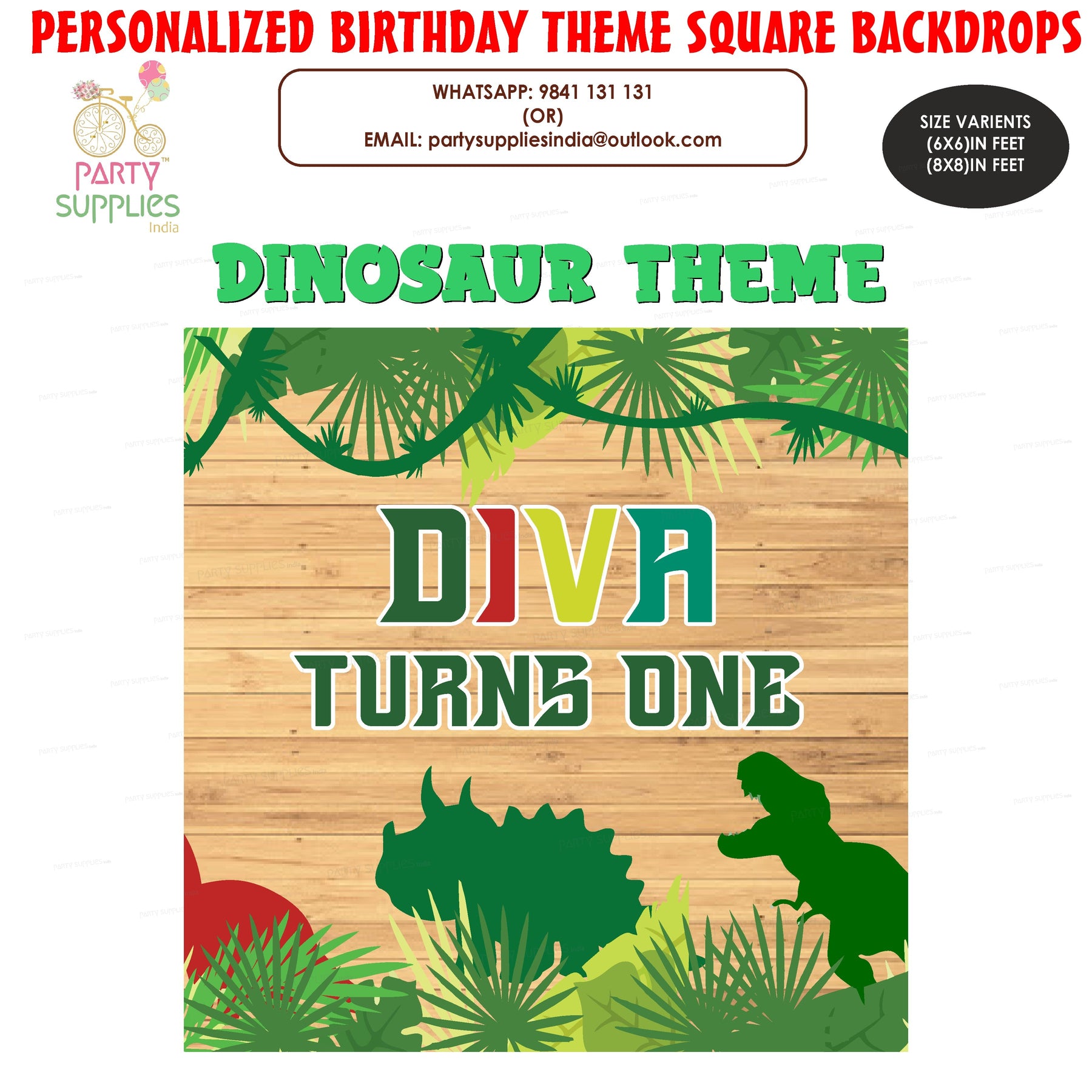 PSI Dinosaur Theme  Personalized Square Backdrop