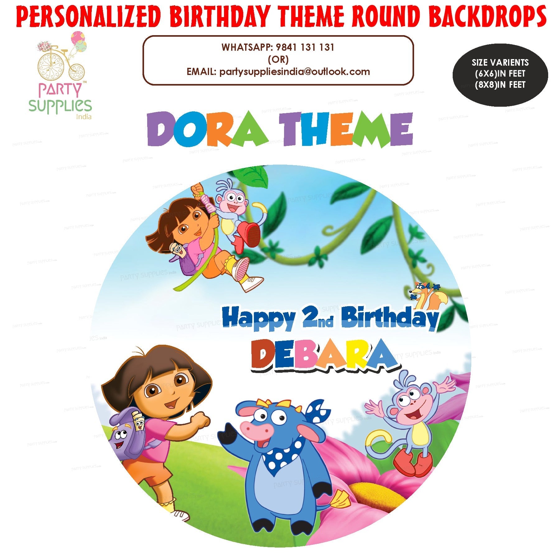 Dora the Explorer Customized Round Backdrop