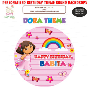 PSI Dora Theme Rainbow Round Backdrop