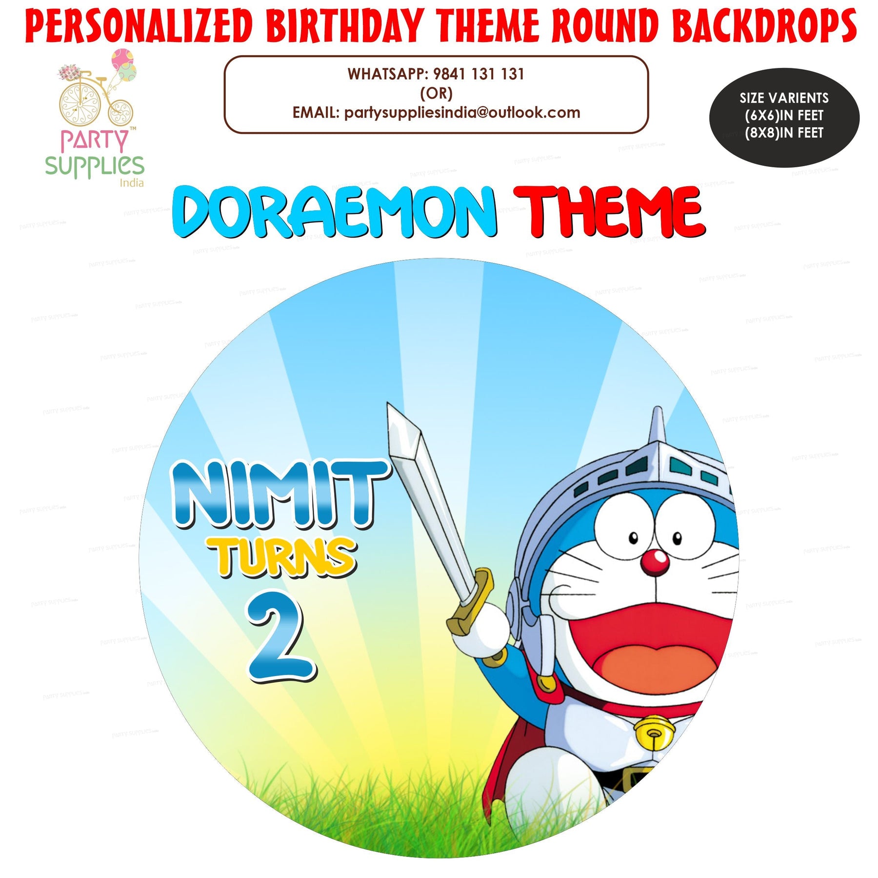 PSI Doraemon Theme Round Backdrop