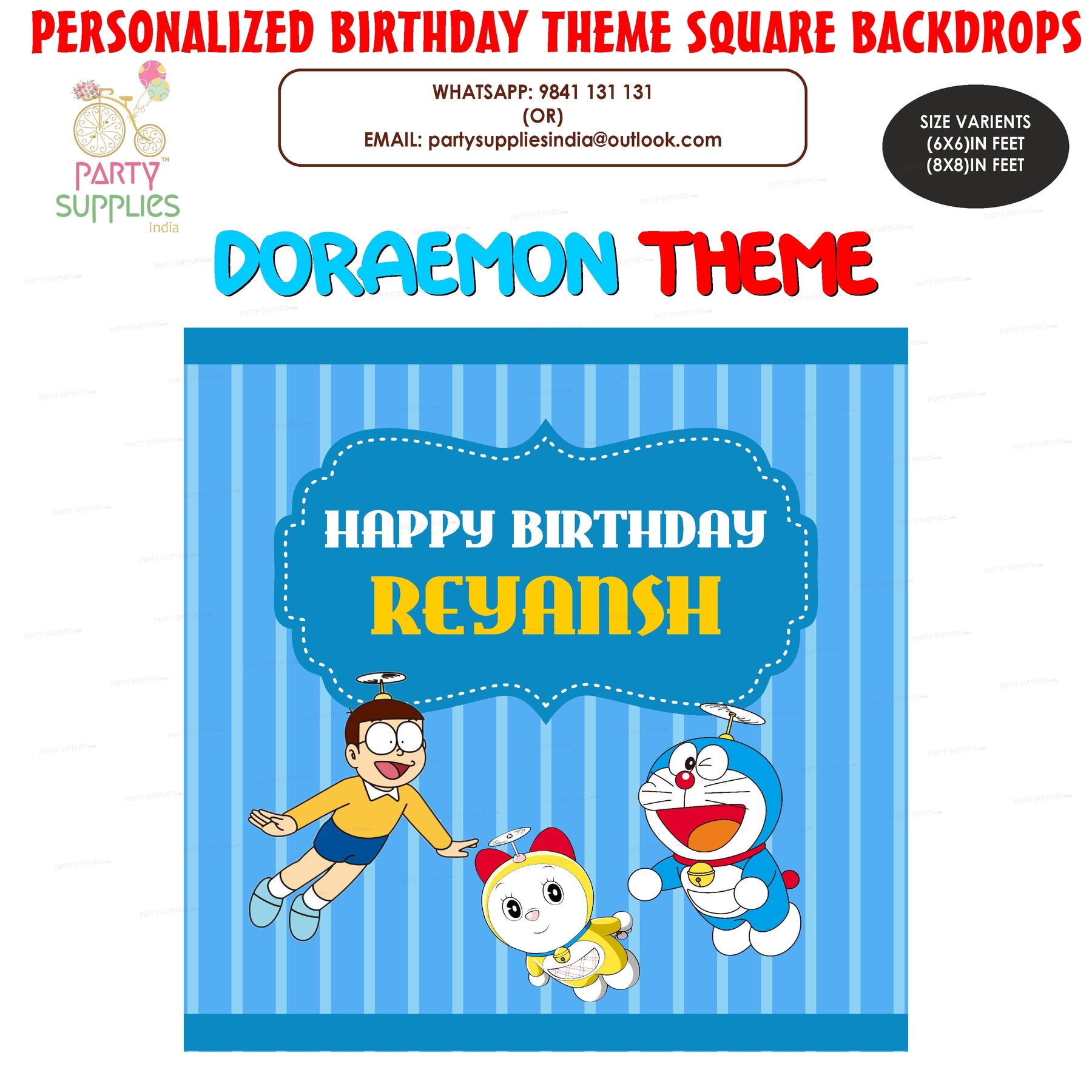 PSI Doraemon Theme Customized Square Backdrop