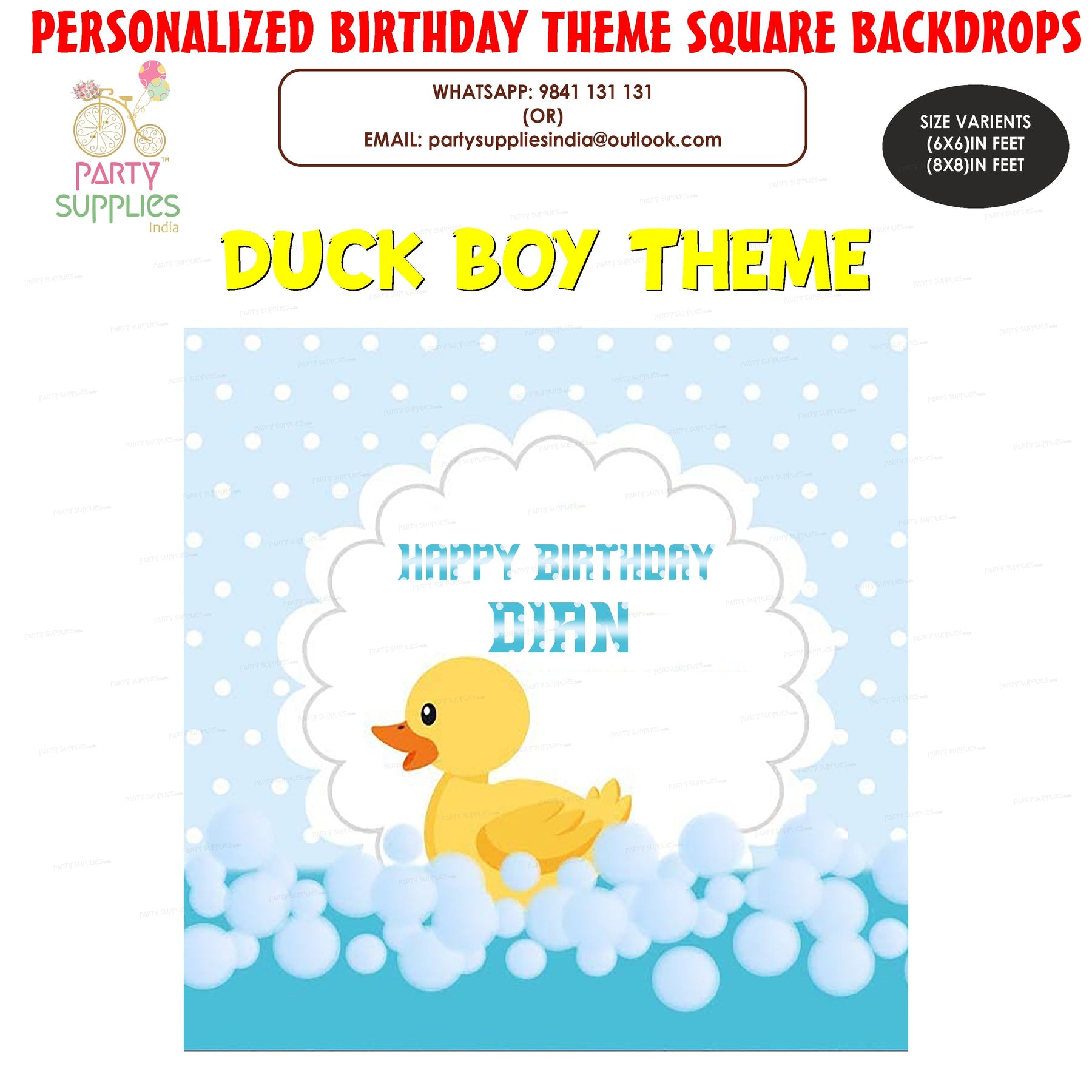 PSI Duck Theme Boy Square Backdrop