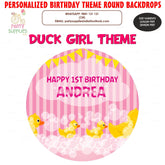 PSI Duck Theme Girl With Name Round Backdrop