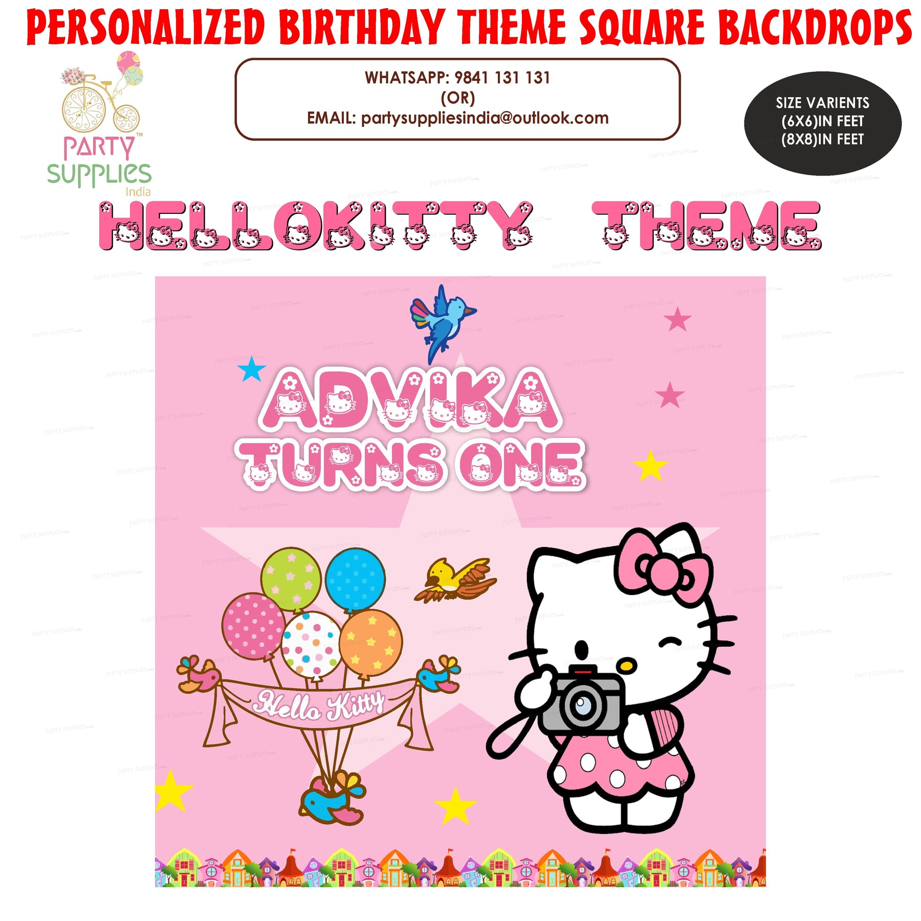 PSI Hello Kitty Theme  Square Backdrop