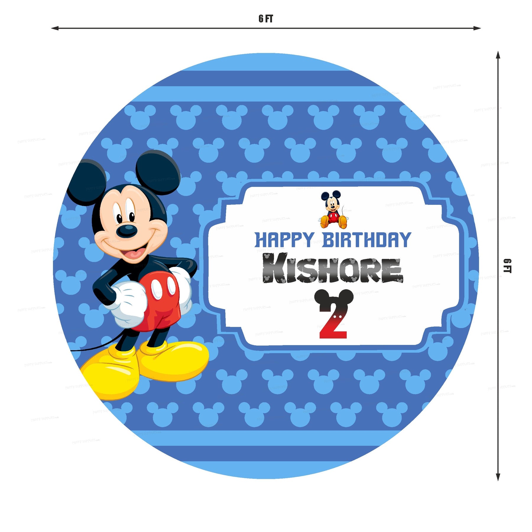PSI Mickey Mouse Personalized Round Backdrop
