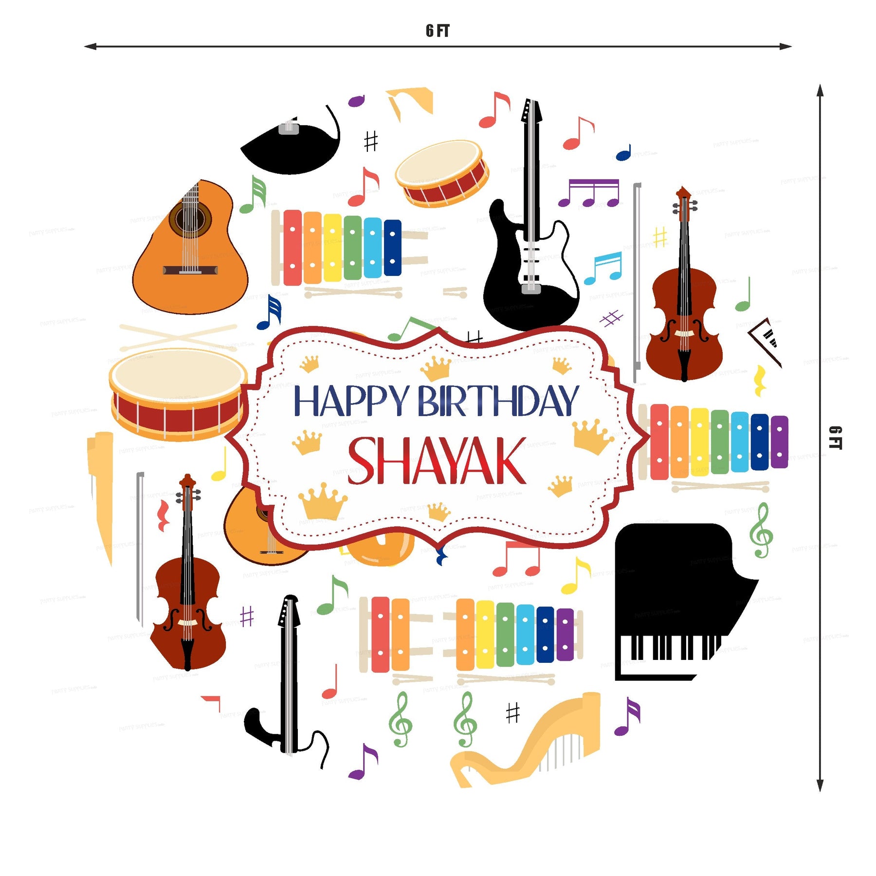PSI Music Theme Personalized Round Backdrop