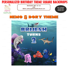PSI Nemo and Dory Theme Square Backdrop