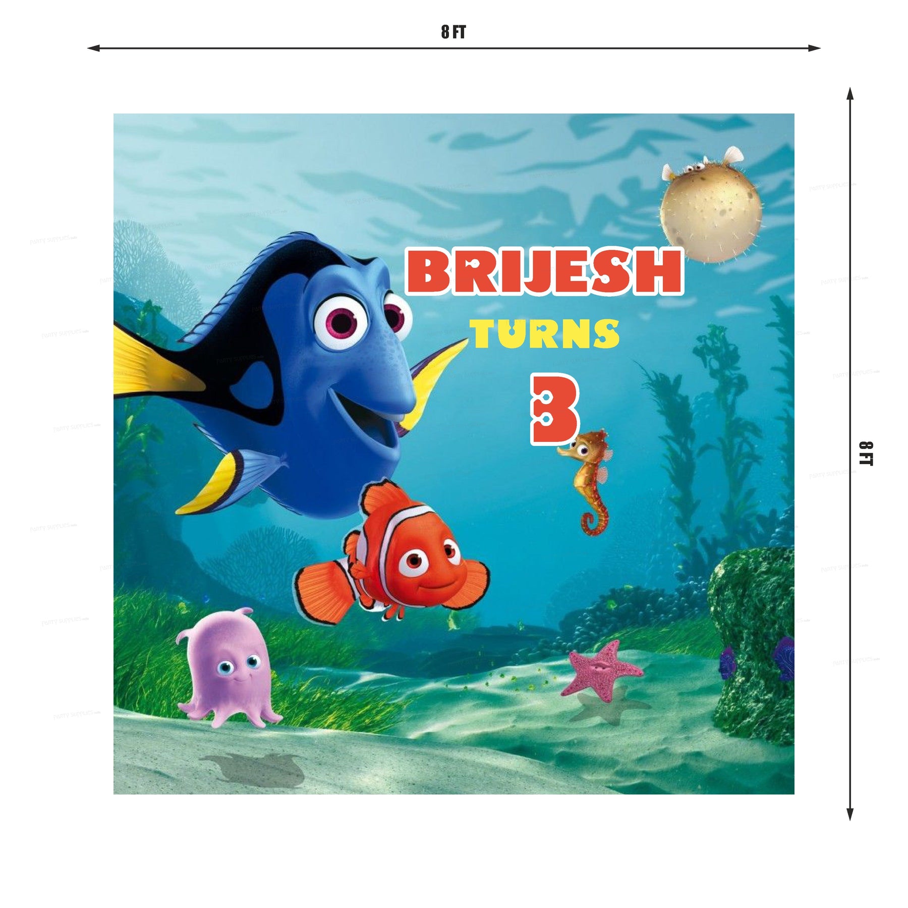 PSI Nemo and Dory Theme Premium Square Backdrop