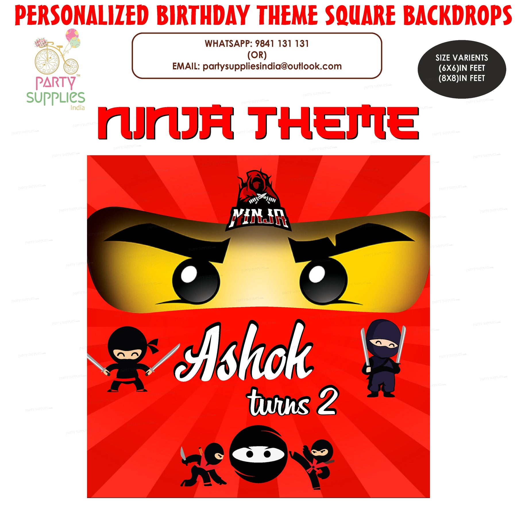 PSI Ninja Theme Customized Square Backdrop