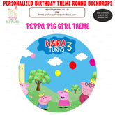 Peppa Pig Girl Customized Round Backdrop