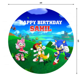 PSI Sonic the Hedgehog Theme Personalized Round Backdrop