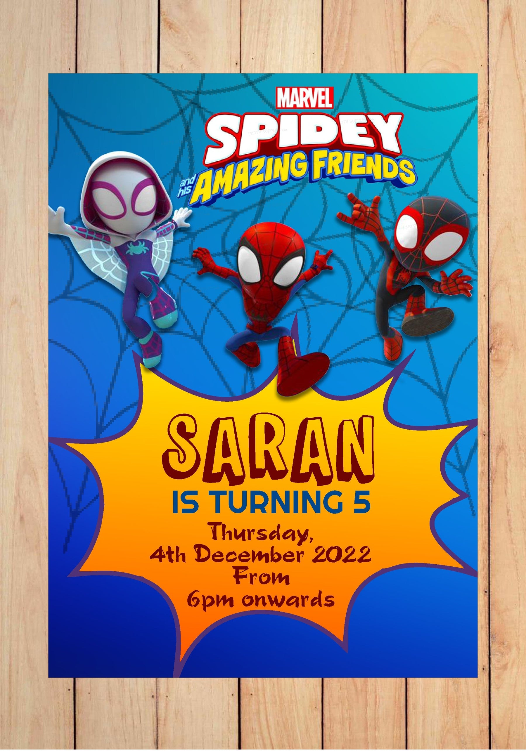 PSI Spidey and his Amazing Friends Themes Customized Invite